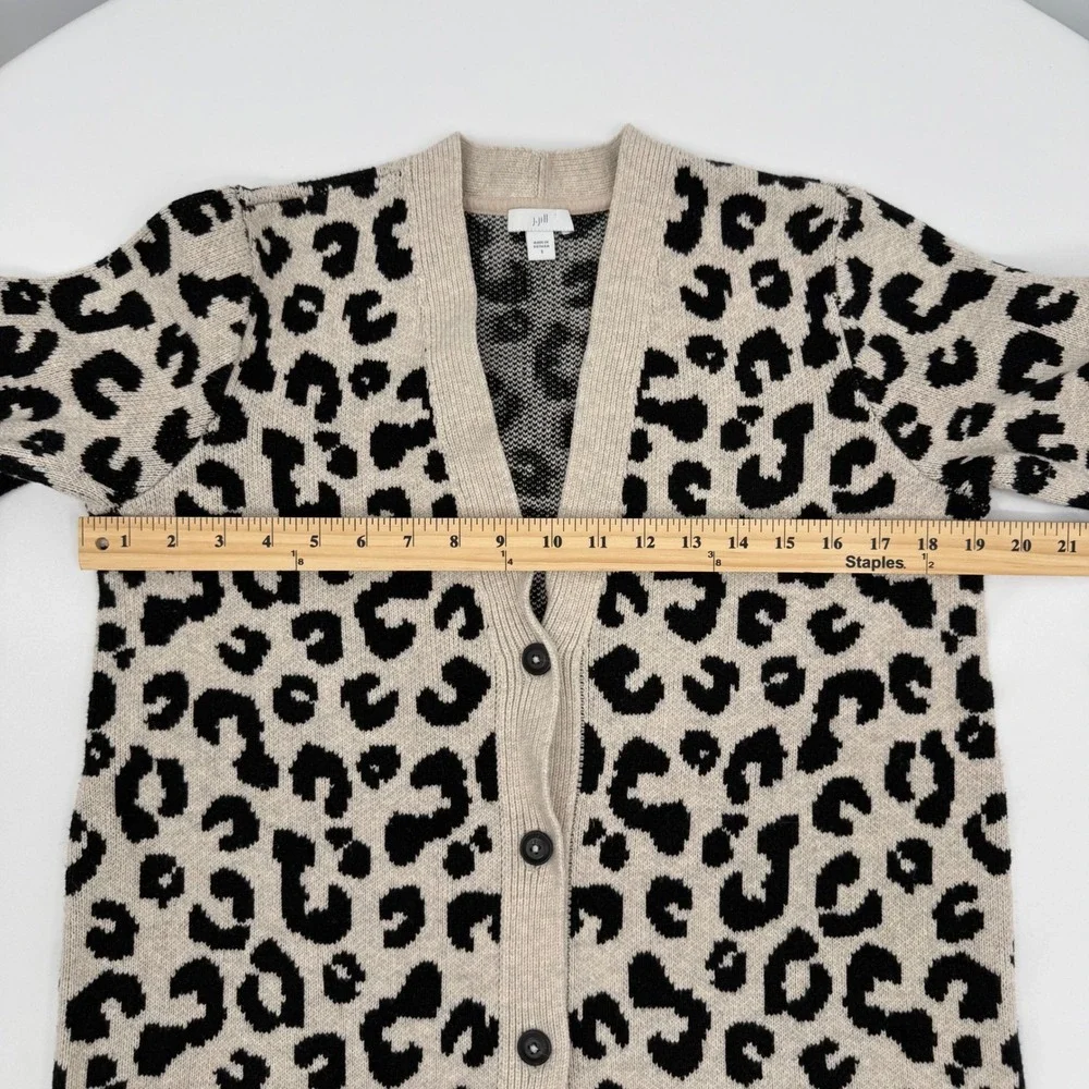 J. Jill‎ Women's Cardigan Leopard Print Size Small Button Front Black Tan Casual